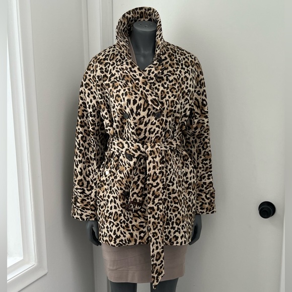 NWOT leopard print trench coat - Picture 1 of 6